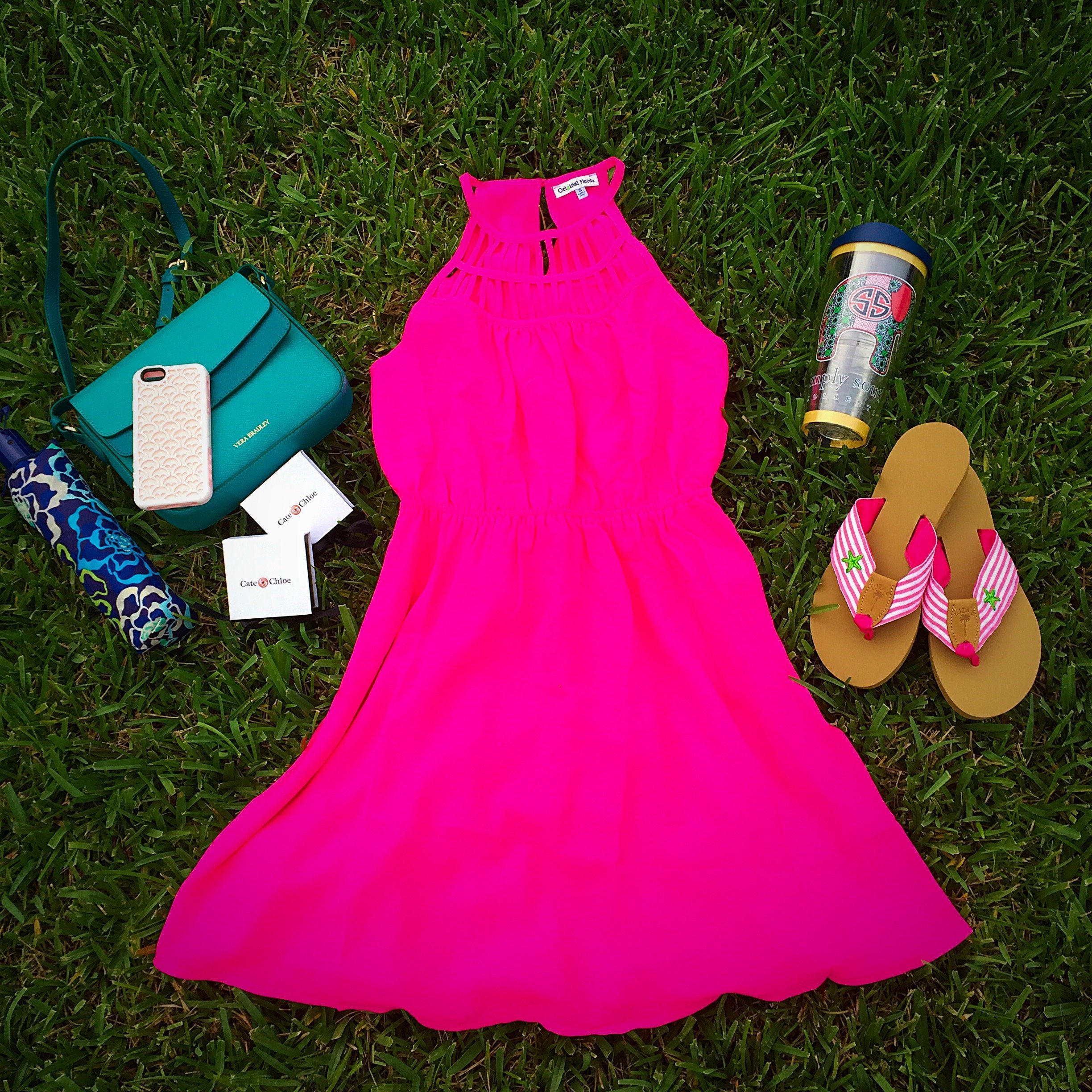 Dress: Original Piece Accessories: Vera Bradley, Cate and Chloe, Tervis, & Eliza B. Sandals