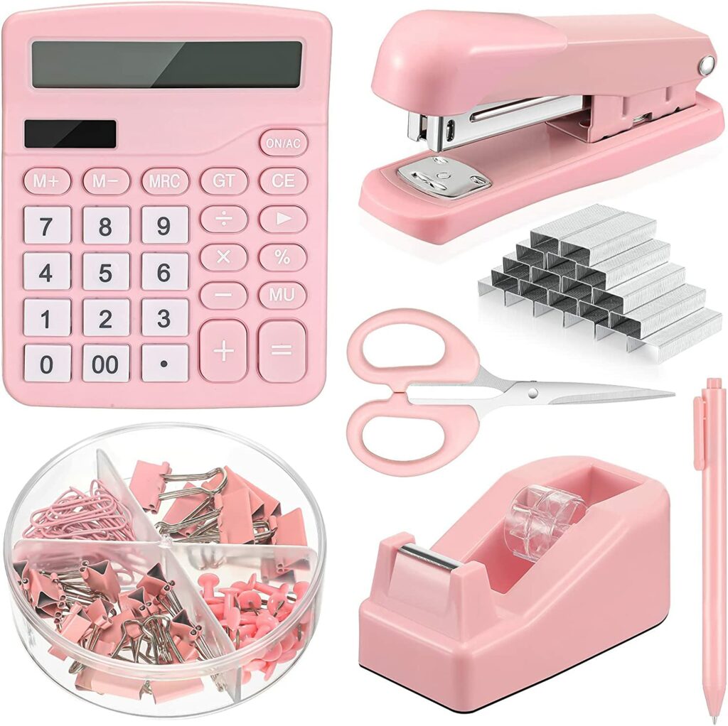 Blu Monaco Pink Office Supplies Hot Pink Desk Accessories For